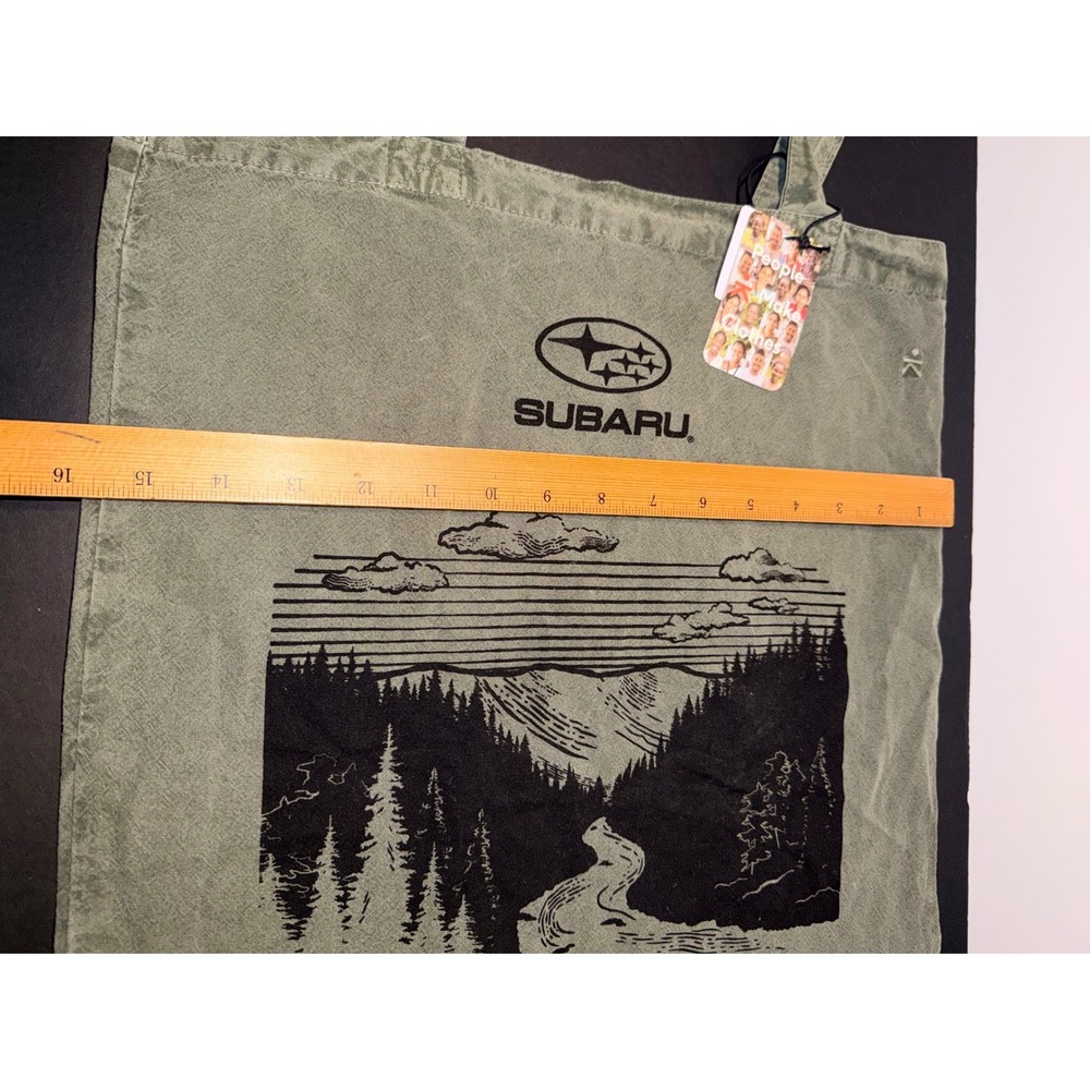 Subaru Known Supply Pigment Dyed Tote Bag Sage Green Nature Graphic NWT - Picture 5 of 5